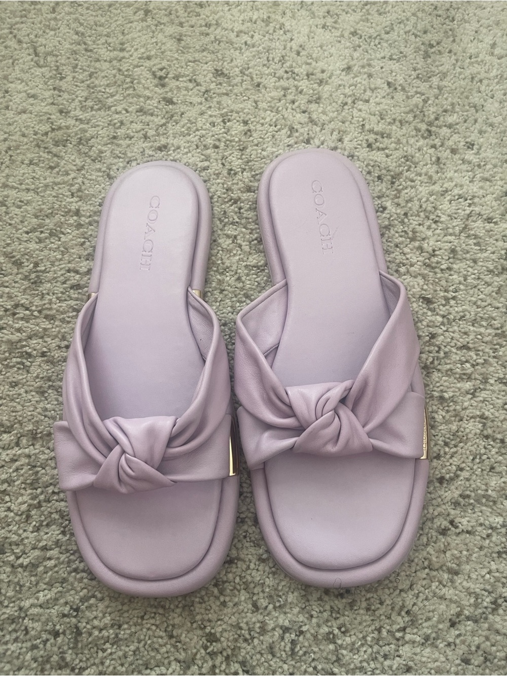 Coach Lavender Knot Leather Slide Sandals - Picture 15 of 16